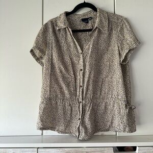 🌿 Sonoma Life + Style Blouse XL Floral Button Front Side Tie Top